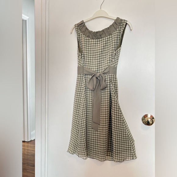 Mac & Jac Green Gingham Cottagecore Dress Ribbon Tie Waist Lined Sundress Sz Med - Picture 3 of 13